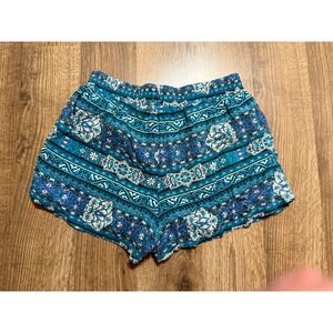 Miss Attitude Shorts Girls M 10/12 Blue Boho Medallion Rayon Lined Excellent